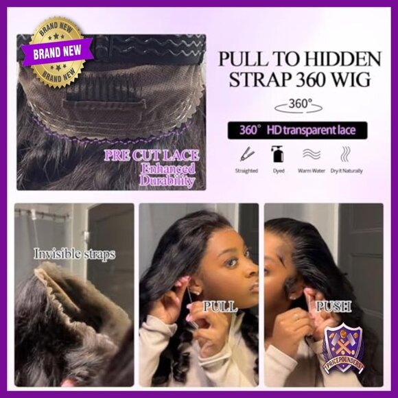 360 Lace Front Human Hair Wig Body Wave 20in Glueless Drawstring HD main image 6